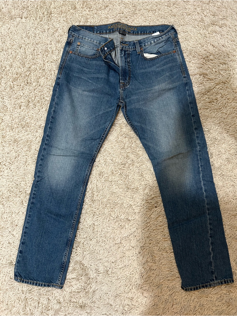 American Eagle Outfitters Distressed Blue Straight Jeans